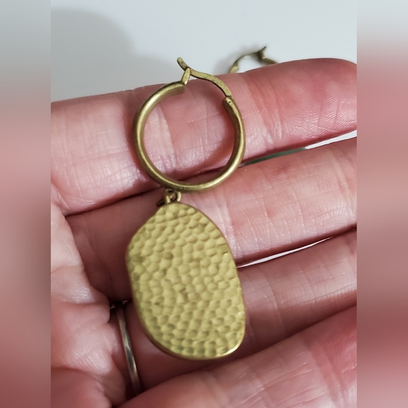 Jade hoop earrings natural stone gold bronze banana Republic? Vtg ? Exc conditio - Picture 14 of 16